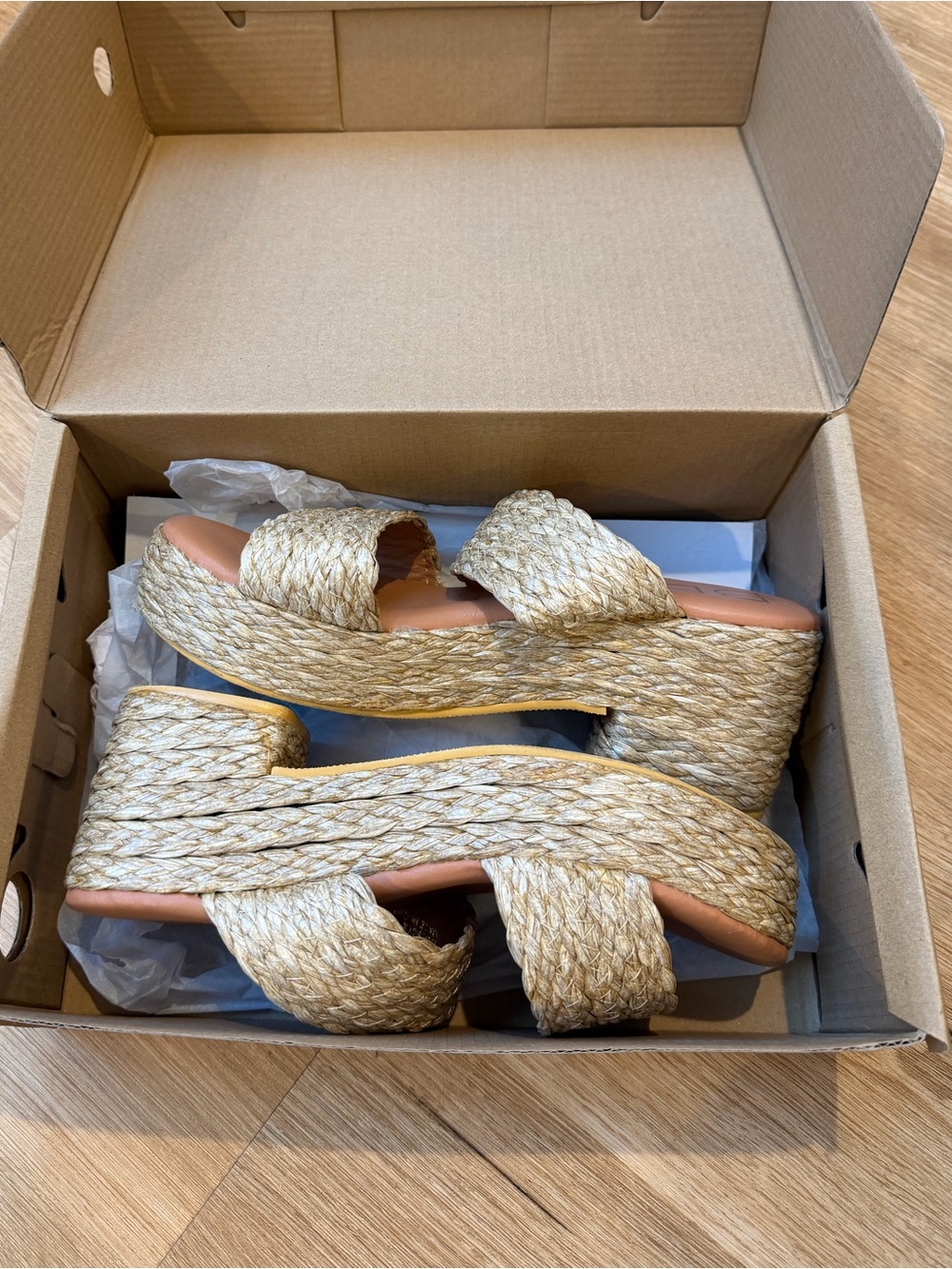 Matisse Beach Natural Braided Double-Strap Slide Sandals - Tan